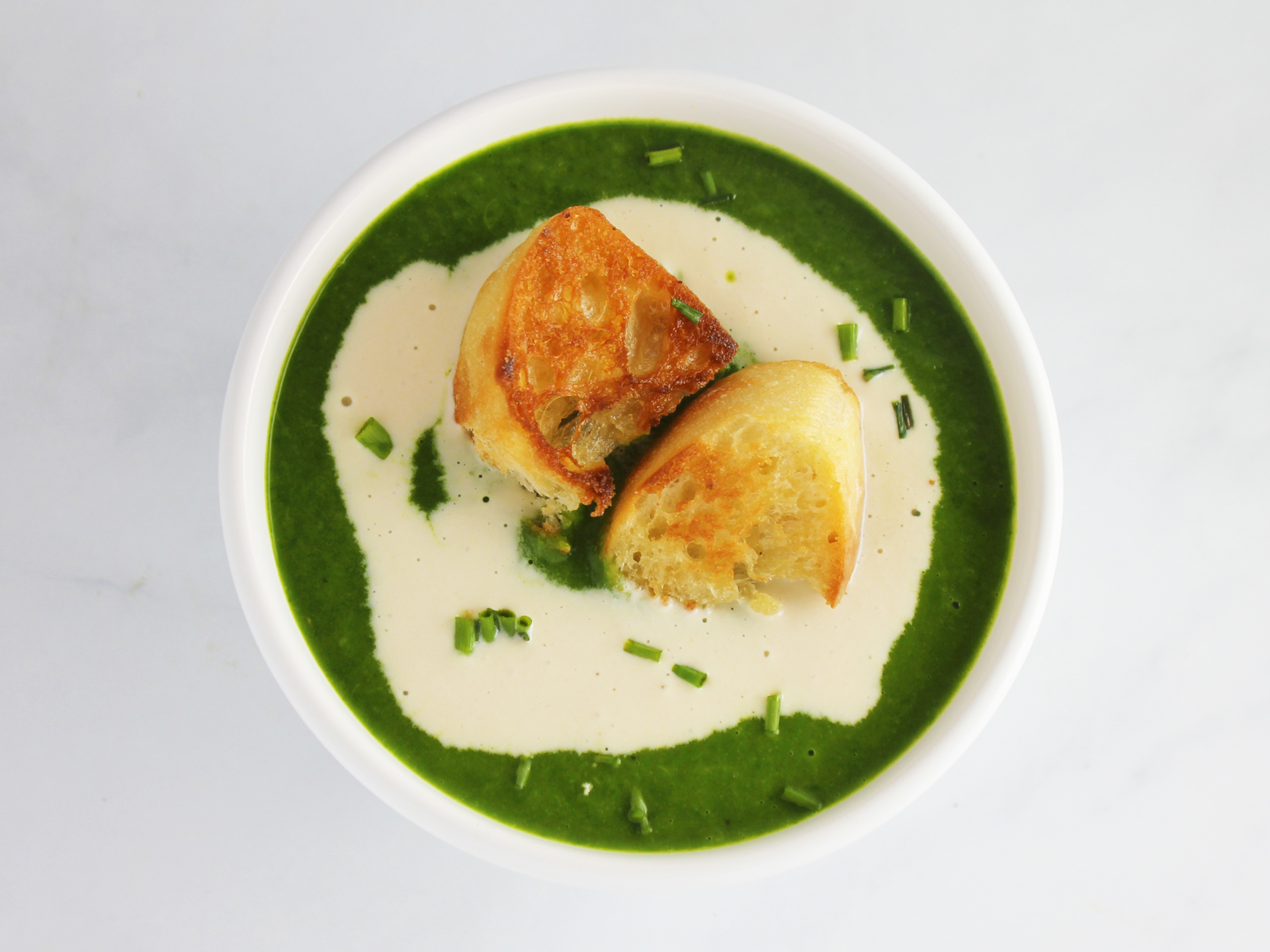 a bowl of creamy spinach soup